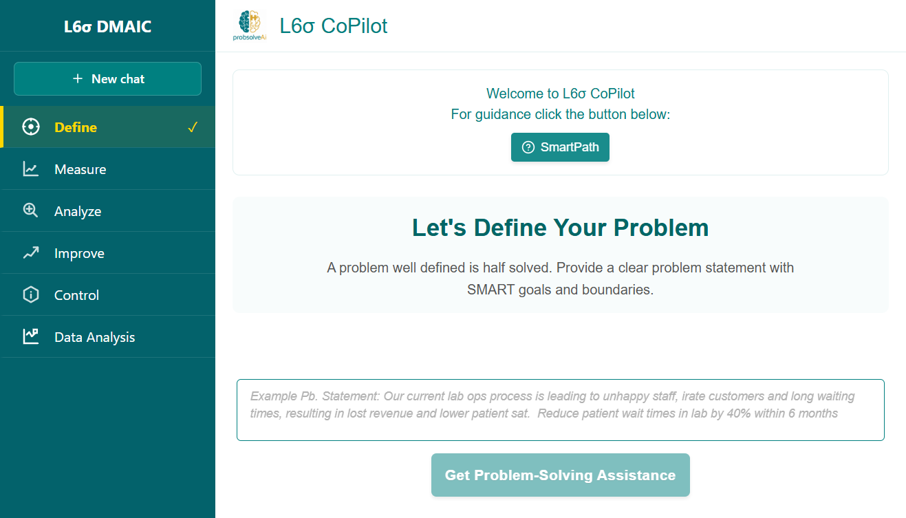 ProbSolveAI Lean Six Sigma DMAIC AI App ProbSolveAI Lean Six Sigma DMAIC AI App
