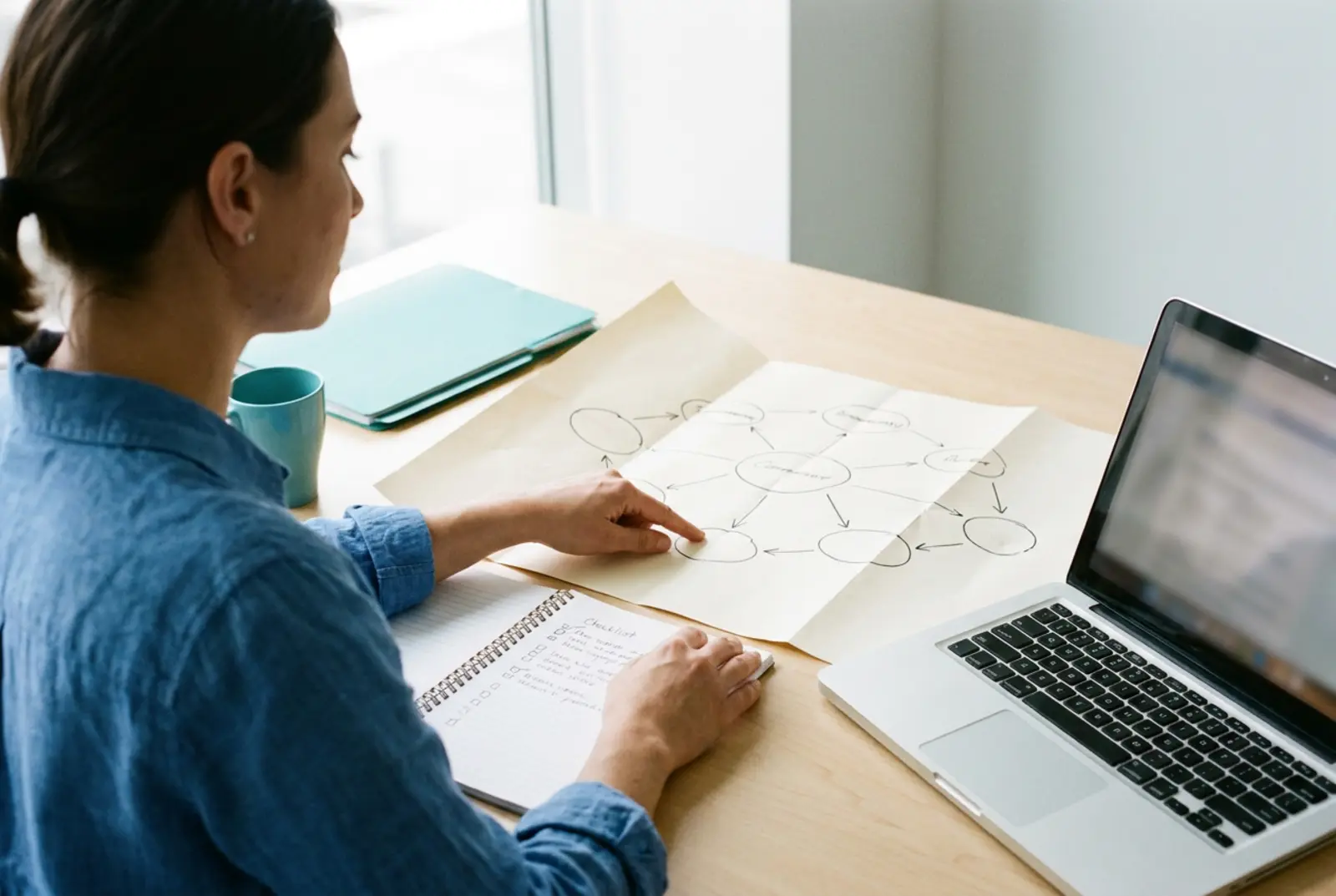 AI Governance Consulting: compliance analyst tracing data lineage for an audit on a laptop