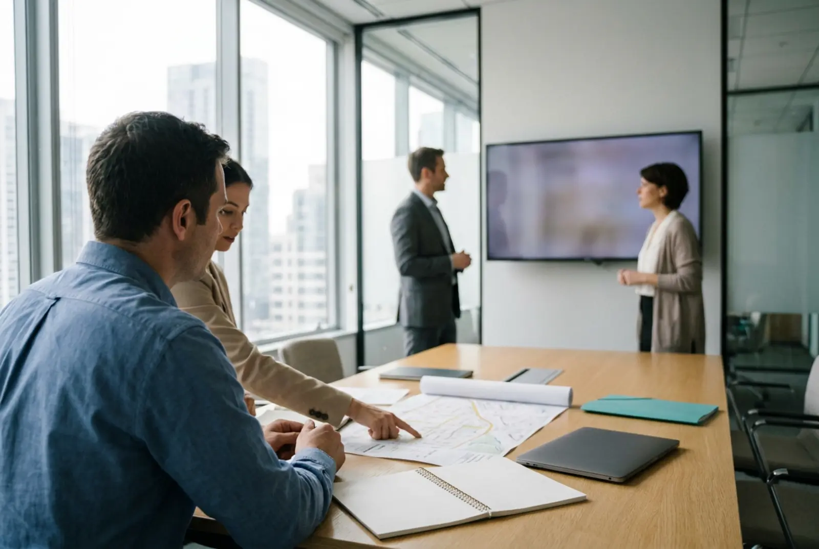 AI Governance Consulting: governance and data leaders reviewing an AI model inventory and data access map together